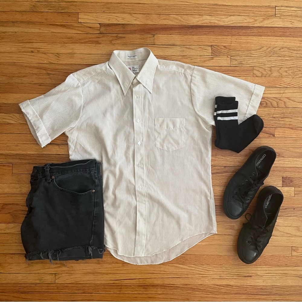 VTG Bergner Weiss Striped Button-down Shirt